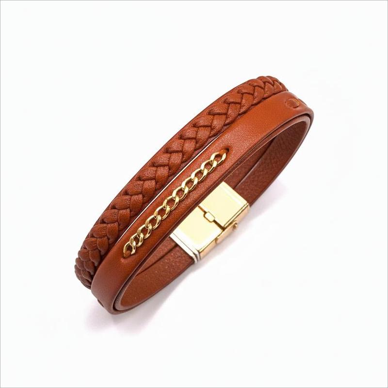 دستبند طلا 18 عیار زنانه طلای آماندا مدل کارتیه چرم کد AMD001744