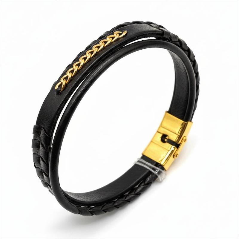 دستبند طلا 18 عیار زنانه طلای آماندا مدل کارتیه چرم کد AMD001746