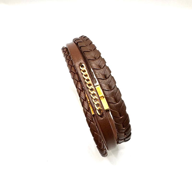 دستبند طلا 18 عیار زنانه طلای آماندا مدل کارتیه چرم کد AMD001747