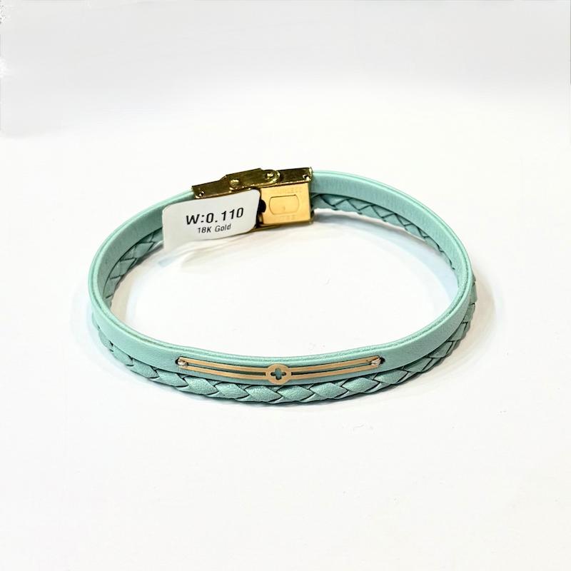 دستبند طلا ۱۸ عیار دستبند چرمی با طلای طرح ونکلیف گالری زرنوش