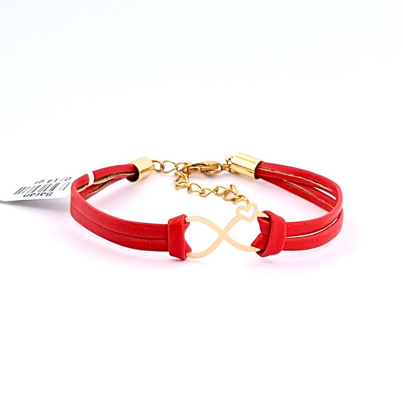 دستبند طلا ۱۸ عیار دستبند چرم و طلا اينفينيتى گالری زرنوش