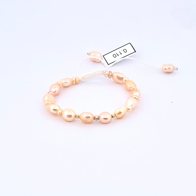 دستبند طلا ۱۸ عیار دستبند گوى البرنادو و مرواريد پرورشى گالری زرنوش