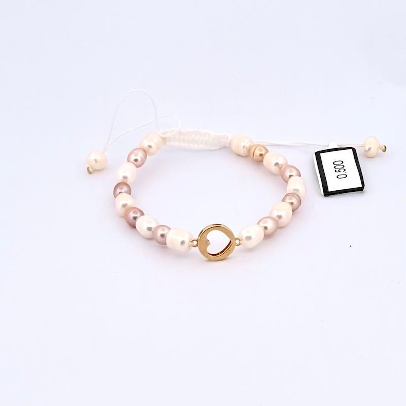 دستبند طلا ۱۸ عیار دستبند قلب بند مرواريد پرورشي گالری زرنوش