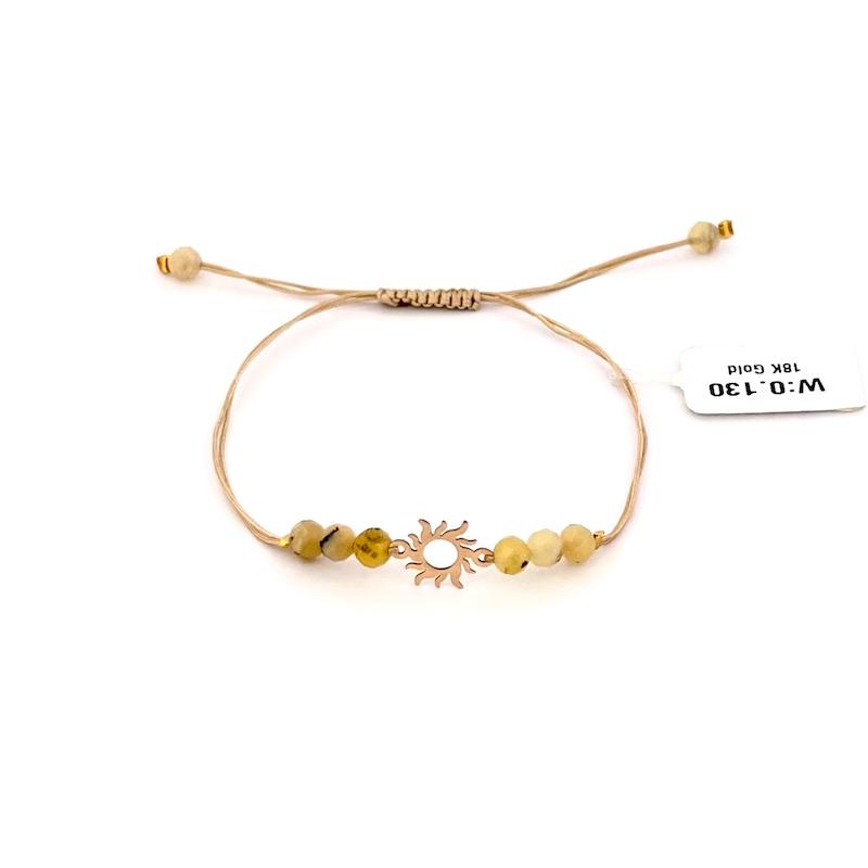 دستبند طلا ۱۸ عیار دستبند خورشید و مهره زرد گالری زرنوش