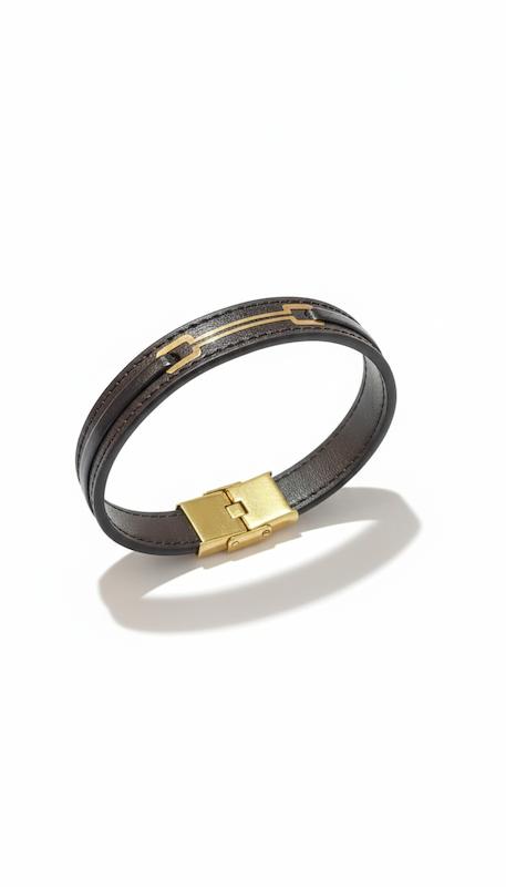 دستبند طلا ۱۸ عیار چرم گالری طلای شفیع