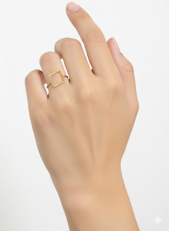 انگشتر طلا ۱۸ عیار انگشتر مربع گالری نقشار