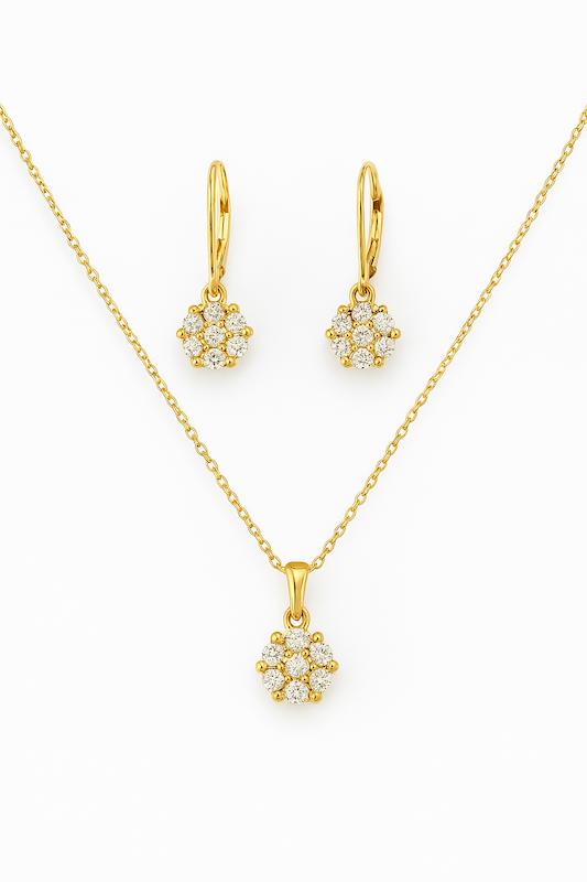 سرویس طلا ۱۸ عیار خوشه گوی دورنگ گالری نقشار