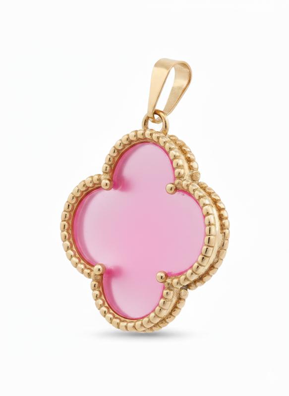 آویز طلا ۱۸ عیار ونکلیف سنگدار گالری طلای شریف