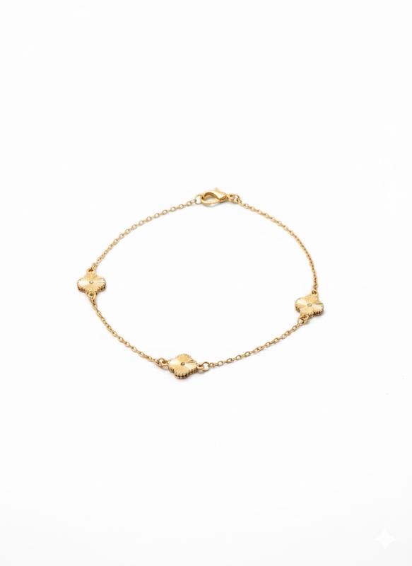 دستبند طلا ۱۸ عیار ونکلیف تراش 3 گل گالری طلا سرور گلد