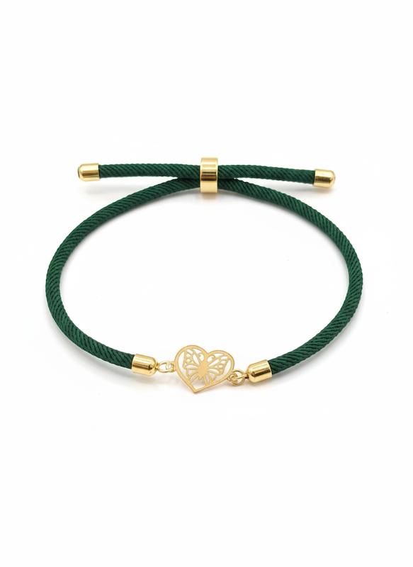 دستبند طلا ۱۸ عیار قلب و پروانه گالری ملورین