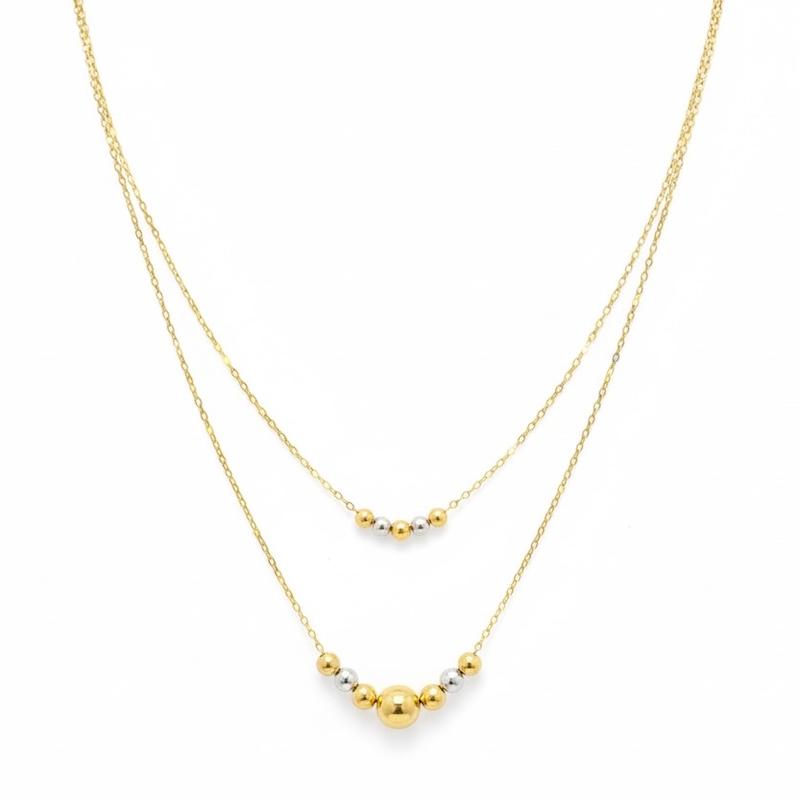 زنجیر طلا ۱۸ عیار گردنی گوی دو رج گالری بابل طلا