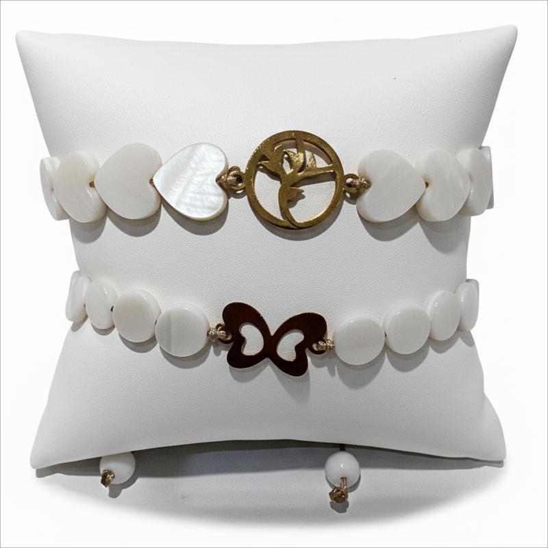 دستبند طلا ۱۸ عیار صدفی تاس گالری