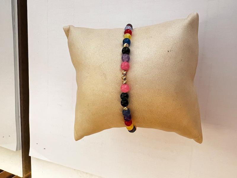 دستبند طلا ۱۸ عیار سنگی عقیق تاس گالری