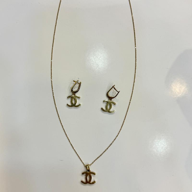 سرویس طلا ۱۸ عیار نیم ست شنل بازنجیر گالری الیاگلد