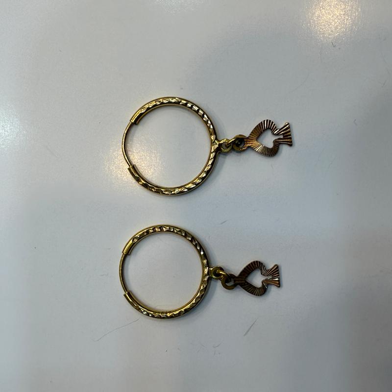 گوشواره طلا ۱۸ عیار حلقه ای اویزدار گالری الیاگلد