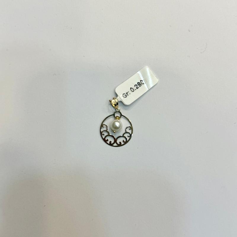 آویز طلا ۱۸ عیار دایره ومروارید گالری الیاگلد