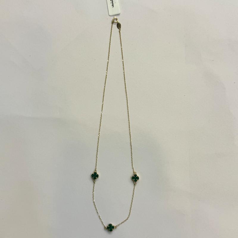 گردنبند طلا ۱۸ عیار ونکلیف سه گل مشکی گالری الیاگلد