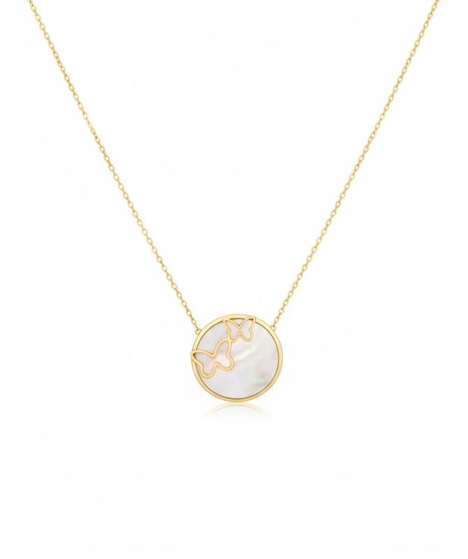 گردنبند طلا ۱۸ عیار گردنبند صدفی پروانه گالری میداس