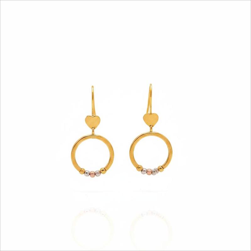 گوشواره طلا ۱۸ عیار آس با قلب گالری جواهری بیابانی