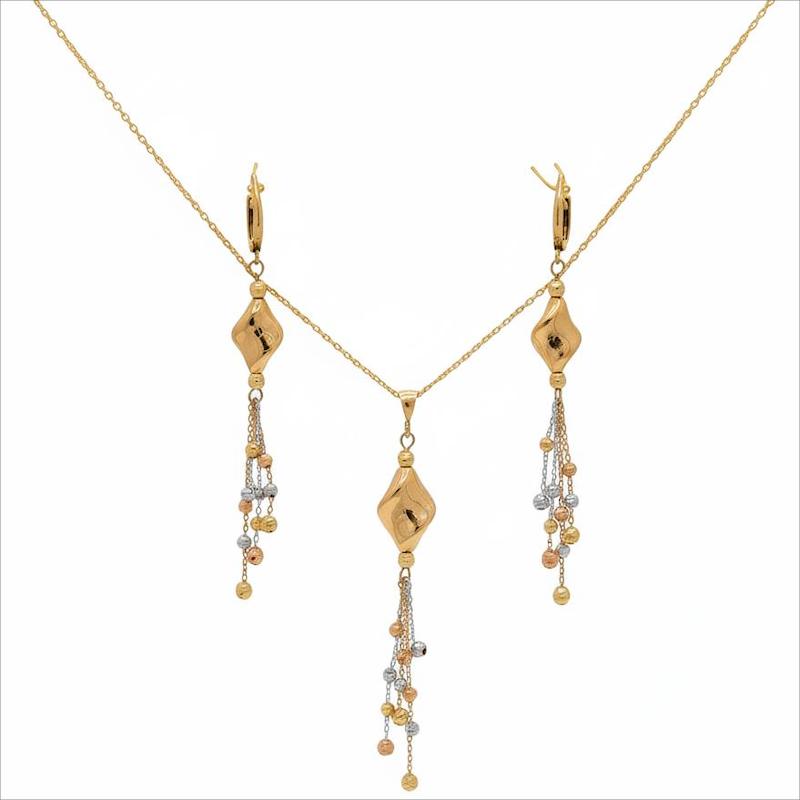 سرویس طلا ۱۸ عیار توپ تراش گالری جواهری بیابانی