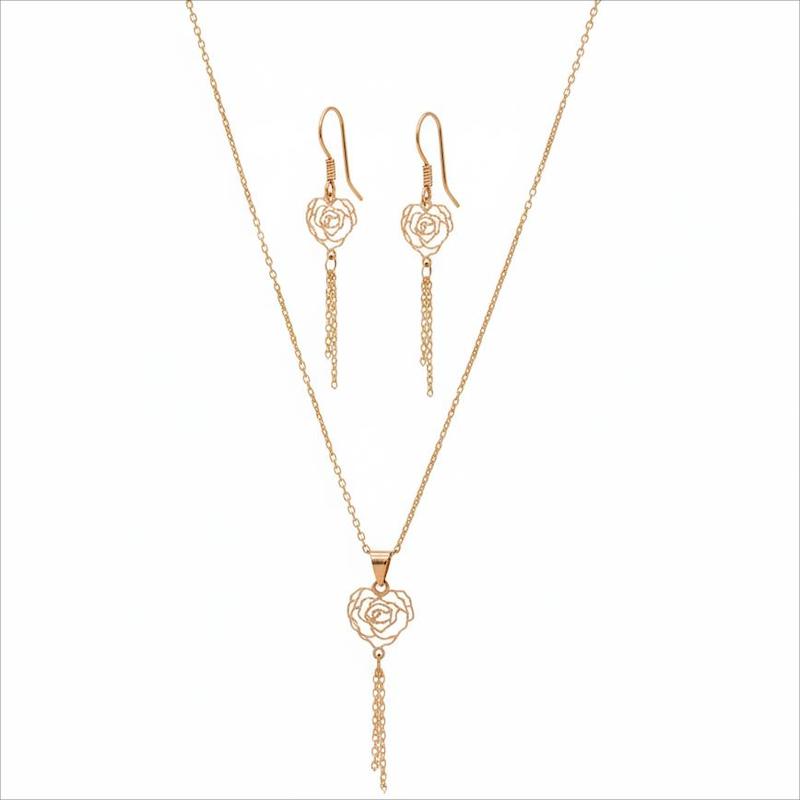 سرویس طلا ۱۸ عیار گل رز گالری جواهری بیابانی