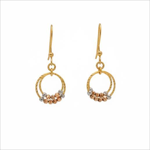 گوشواره طلا ۱۸ عیار توپ تراش گالری جواهری بیابانی