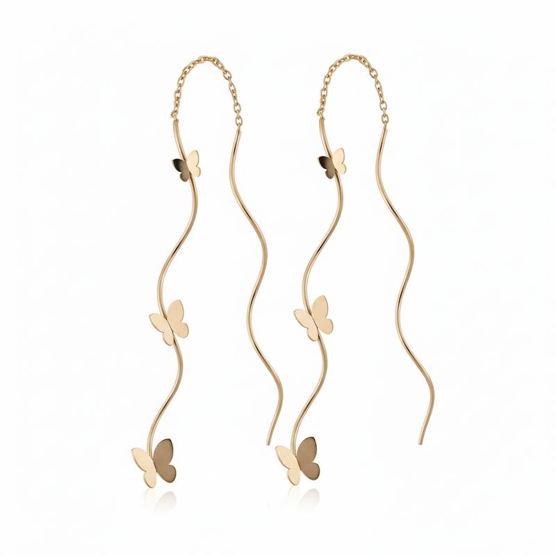 گوشواره زنانه طلا ۱۸ عیار گوشواره پیچک پروانه گالری طلای شریف