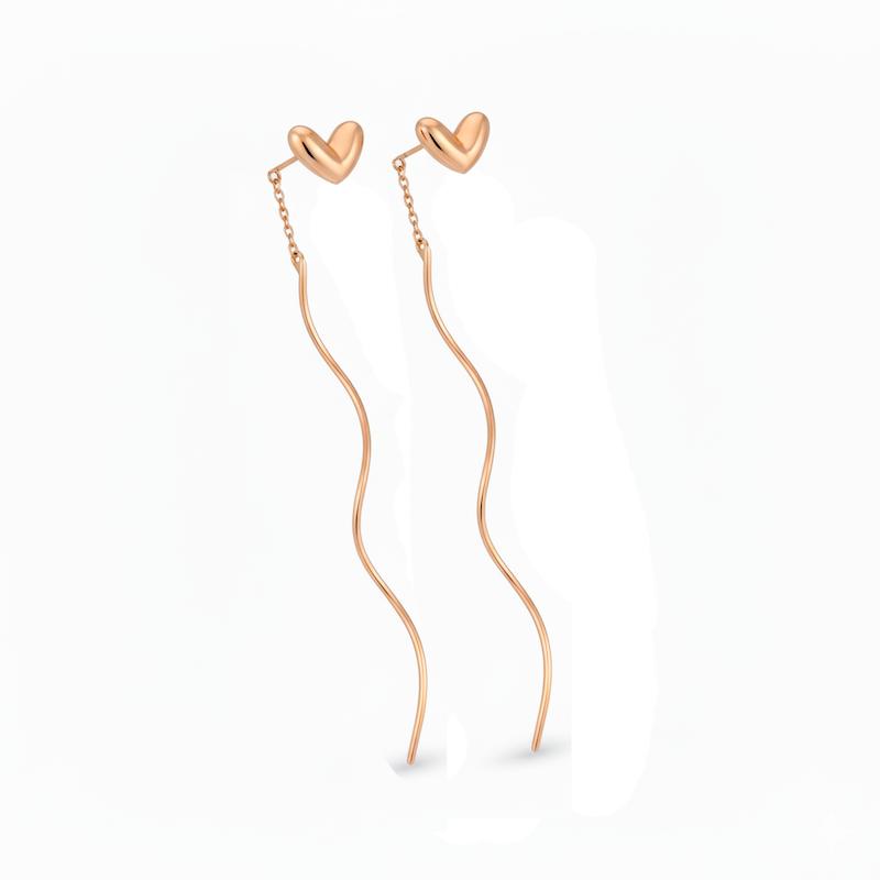 گوشواره زنانه طلا ۱۸ عیار گشواره پیچک قلب گالری طلای شریف