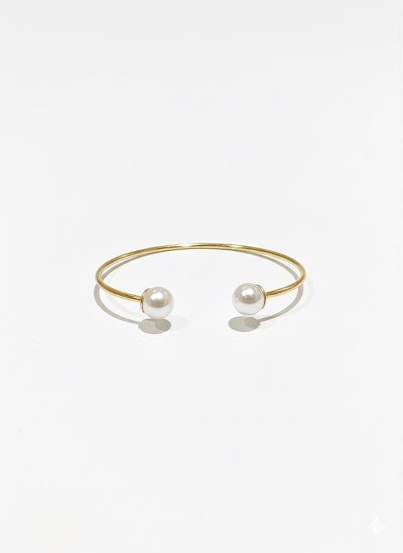 بنگل زنانه طلا ۱۸ عیار بنگل مروارید گالری طلای شفیع