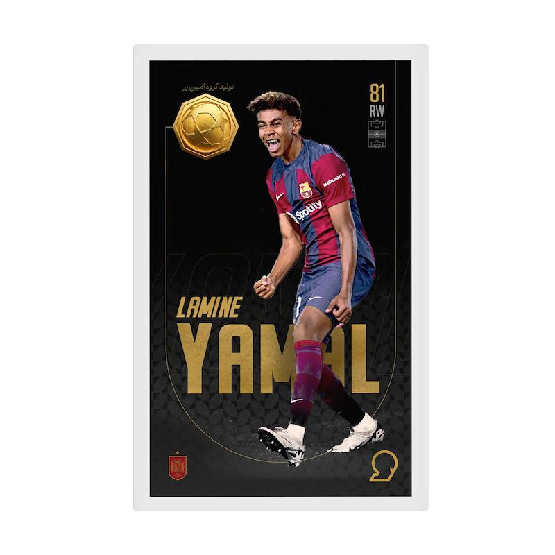 کارت فوتبالی طلا 18 عیار سوت مدل لامین یامال YAMAL طرح فوتبالی 2025 کد SO10124