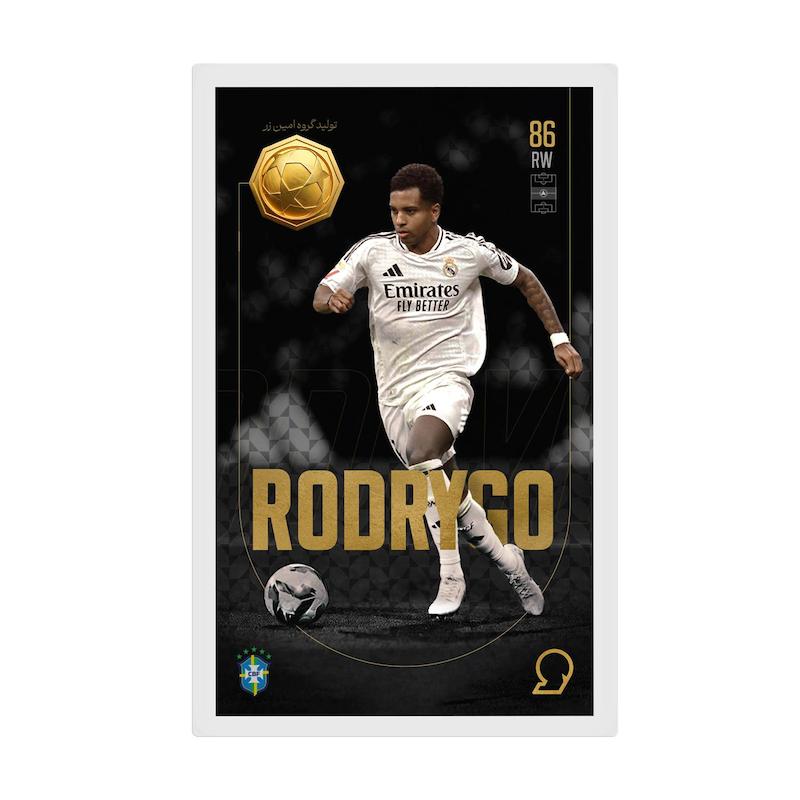 کارت فوتبالی طلا 18 عیار سوت مدل رودریگو گوئس RODRYGO طرح فوتبالی 2025 کد SO10100