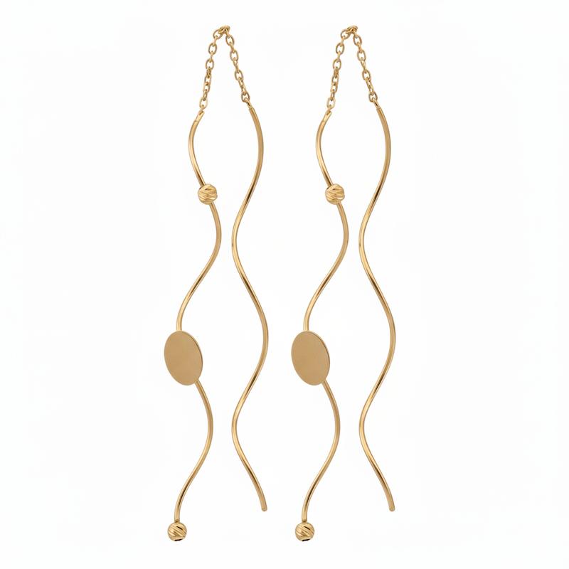 گوشواره زنانه طلا ۱۸ عیار پیچک توپی و بیضی گالری طلای شریف