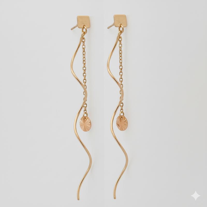 گوشواره زنانه طلا ۱۸ عیار میخی مربع و دایره گالری طلای شریف