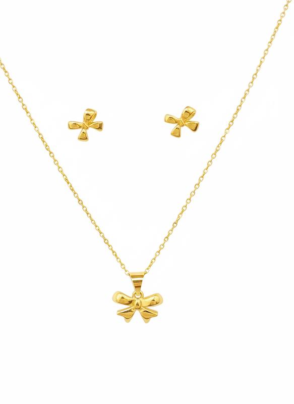 سرویس زنانه طلا ۱۸ عیار نیمست پاپیون بدون زنجیر گالری نقشار