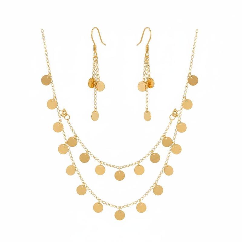 سرویس زنانه طلا ۱۸ عیار پولکی دایره گالری حسینی زاده