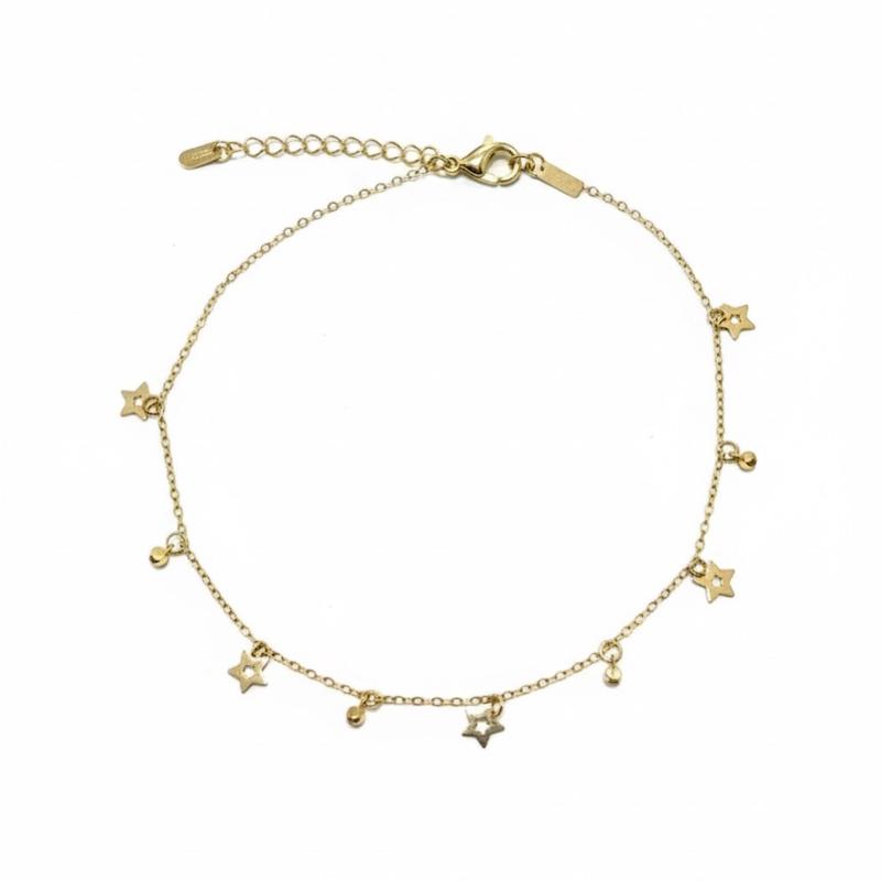 دستبند زنانه طلا ۱۸ عیار دستبند گوی و ستاره کد 498 جواهری اشتری