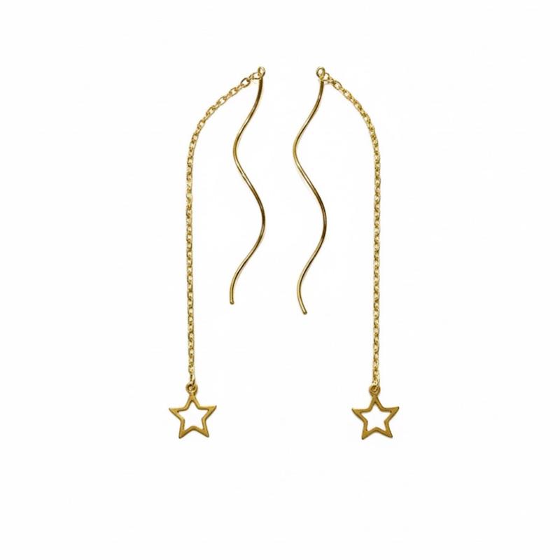 گوشواره زنانه طلا ۱۸ عیار گوشواره بخیه ای کد 507 جواهری اشتری