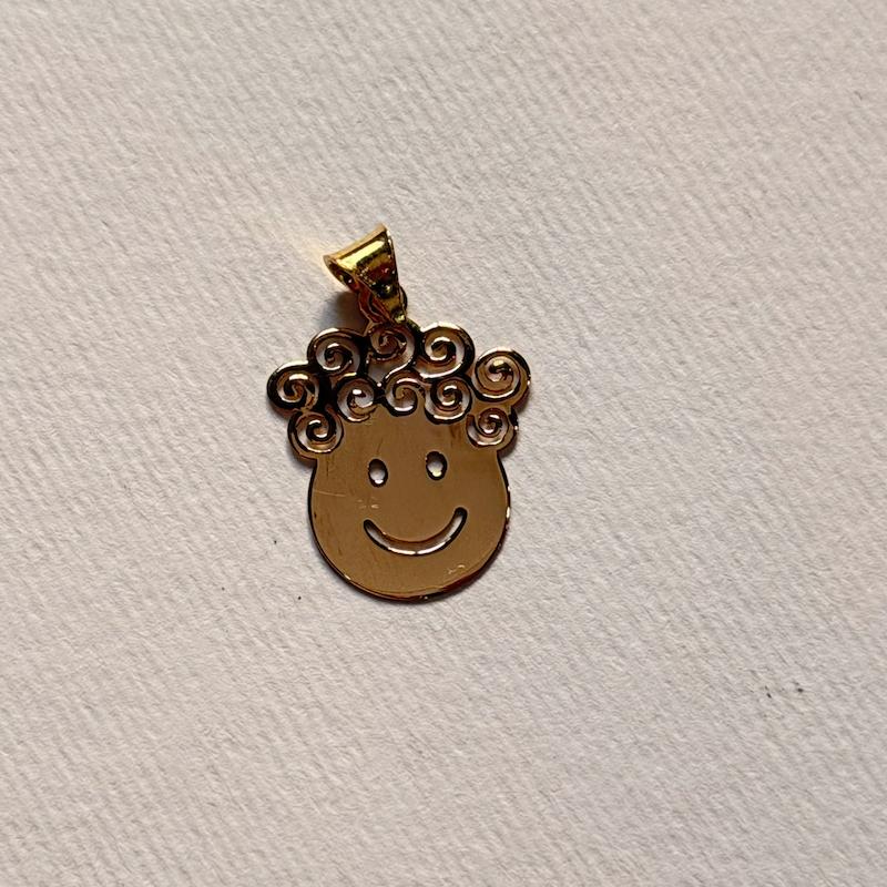 آویز بچگانه طلا ۱۸ عیار پلاك پسر مو فرفري گالری سین سین