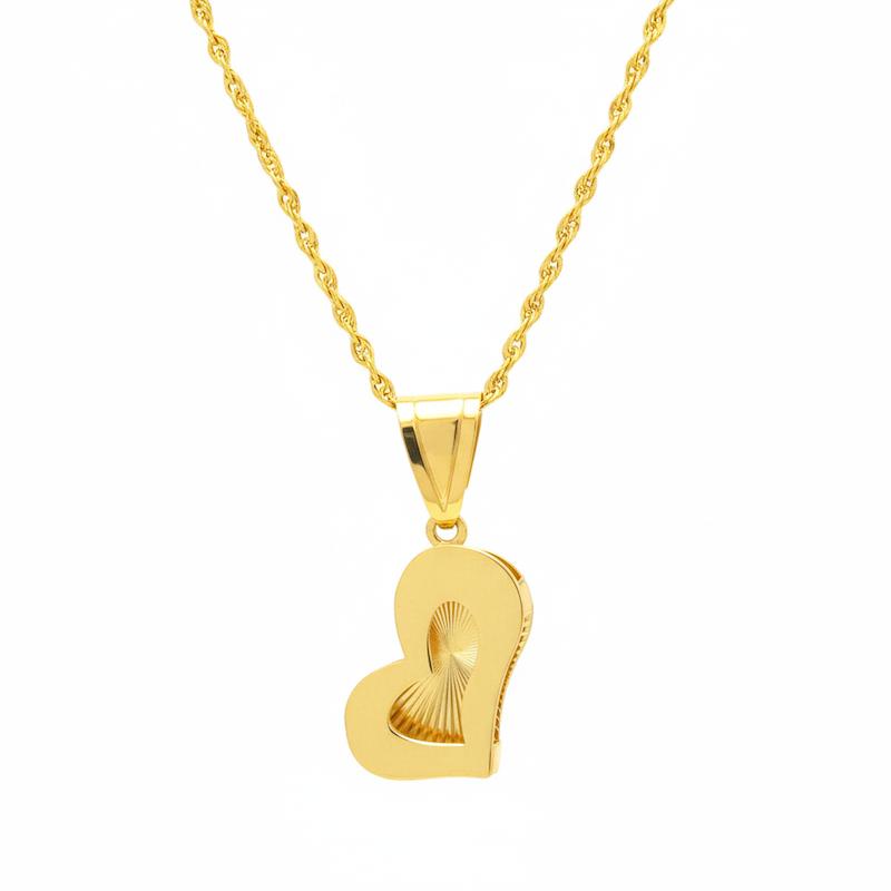 آویز زنانه طلا ۱۸ عیار قلب کج سه بعدی گالری شمش طلا