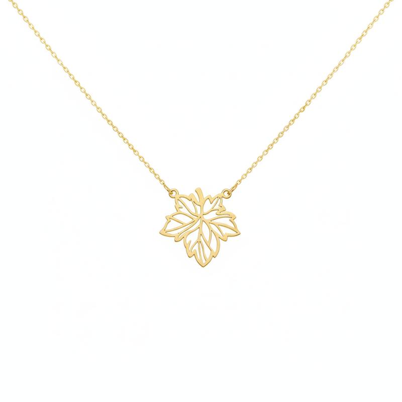 گردنبند زنانه طلا ۱۸ عیار برگ افرا گالری شمش طلا