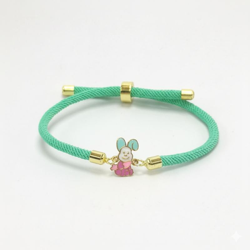 دستبند بچگانه طلا ۱۸ عیار خرگوش میناکاری دخترانه  با بند آسانسوری قابل تنظیم گالری شمش طلا