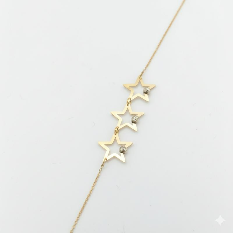 دستبند زنانه طلا ۱۸ عیار ستاره و گوی البرنادو گالری شمش طلا