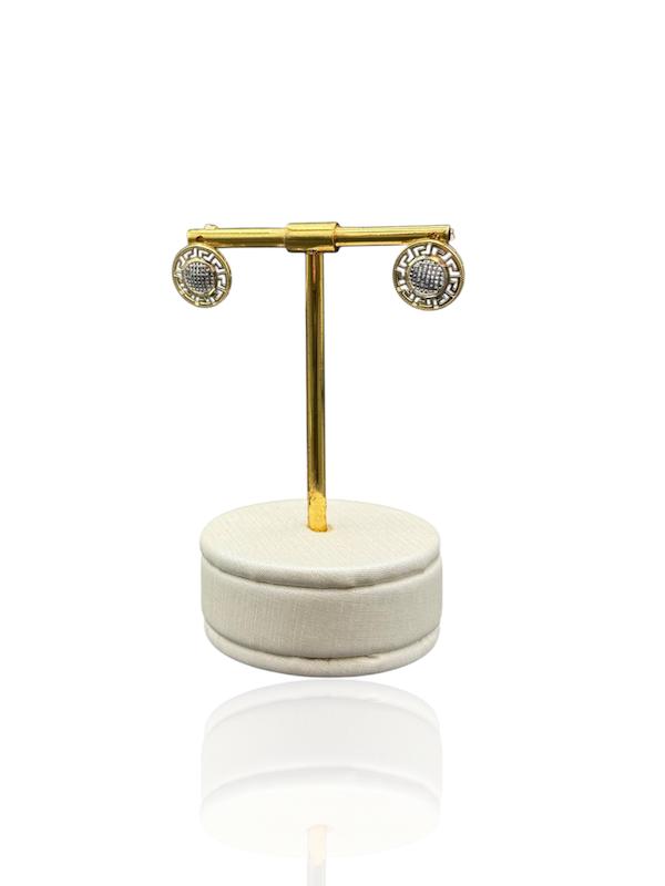 گوشواره زنانه طلا ۱۸ عیار گوشواره میخی مدل تراش  ورساچه طلا 18 عیار قطر 1.5 سانت زرد گالری زهیری