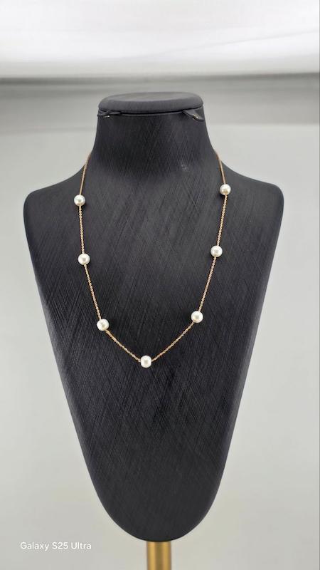 زنجیر زنانه طلا ۱۸ عیار زنجیر مروارید گالری کیا