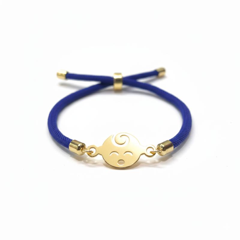 دستبند بچگانه طلا ۱۸ عیار صورت پسر با بند آسانسوری قابل تنظیم گالری شمش طلا