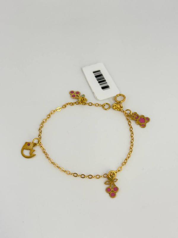 دستبند بچگانه طلا ۱۸ عیار دستبند اویز دار نی نی طلا