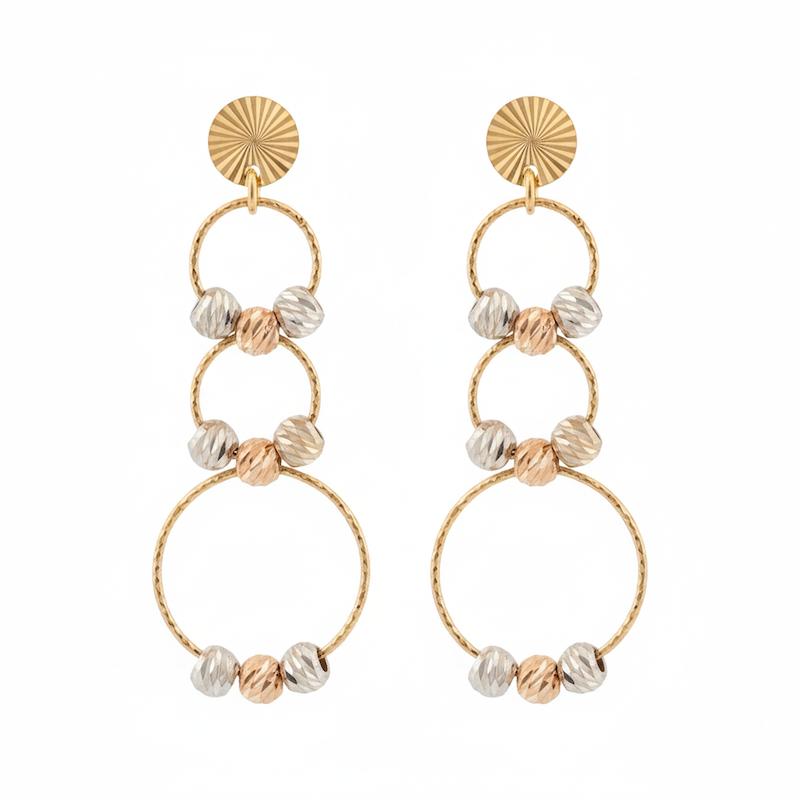 گوشواره زنانه طلا ۱۸ عیار آلبرنادو گرد سه حلقه ای گالری طلای شریف