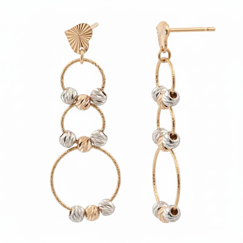 گوشواره زنانه طلا ۱۸ عیار آلبرنادو قلب سه حلقه ای گالری طلای شریف