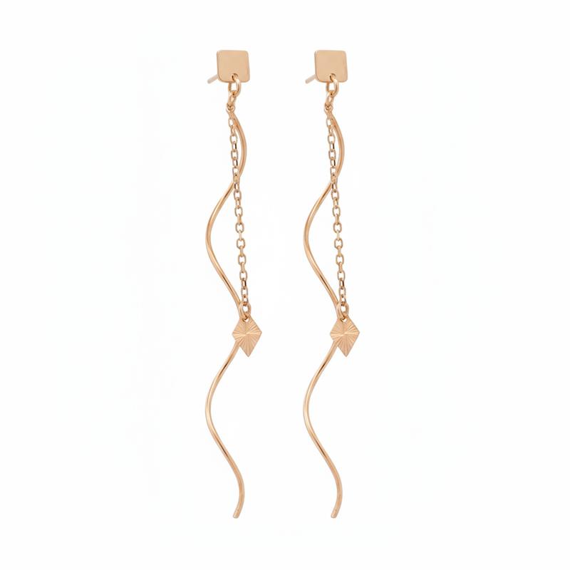 گوشواره زنانه طلا ۱۸ عیار پیچک مربع  و لوزی گالری طلای شریف