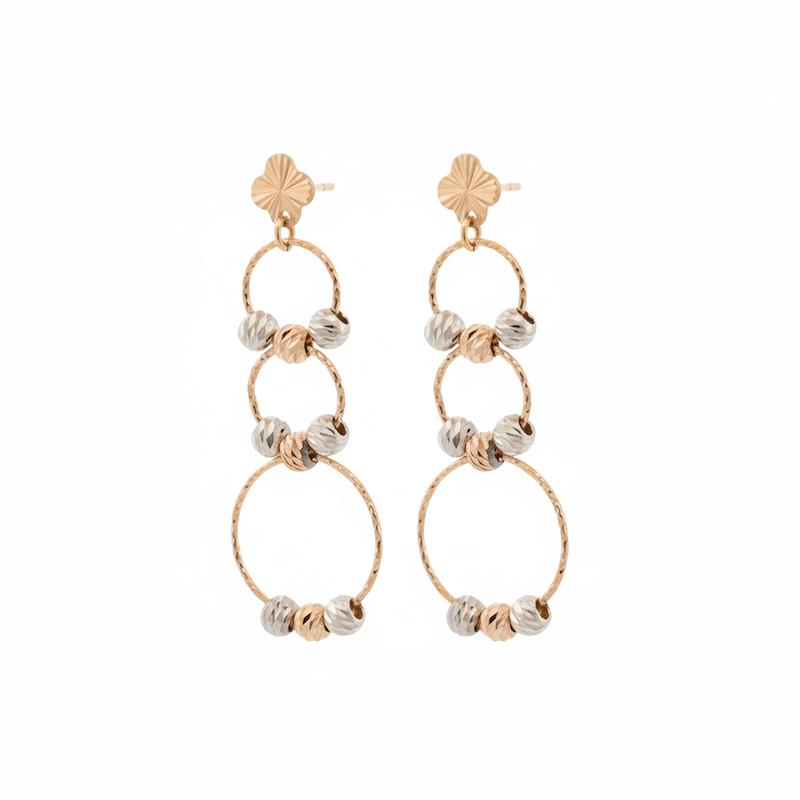 گوشواره زنانه طلا ۱۸ عیار آلبرنادو گل چهار پر سه حلقه ای گالری طلای شریف